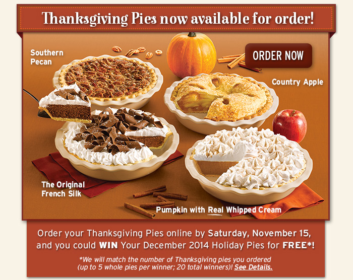 Its not too early to Order Thanksgiving Pies!